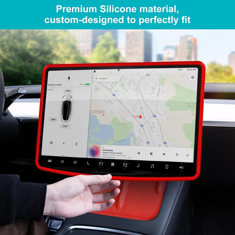 frani Screen Frame Protector Red Designed for Tesla Model 3 (2025-2017), Tesla Model Y (2025-2020),Interior Decor Accessories for Tesla Model Accessories - Image 4